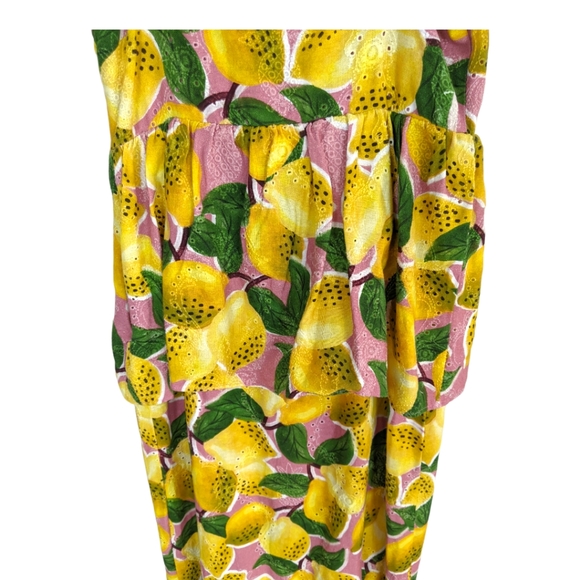 FARM Rio Fresh Lemons Ruffle Yellow Sleeveless Midi Dress - Picture 9 of 14
